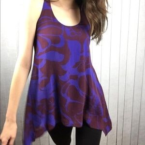 Vince Purple and Maroon Flower Flowing Tank Blouse
